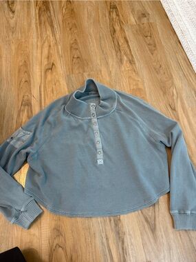 Dicks sports: Dusty Blue Ribbed Henley Mock Neck Pullover